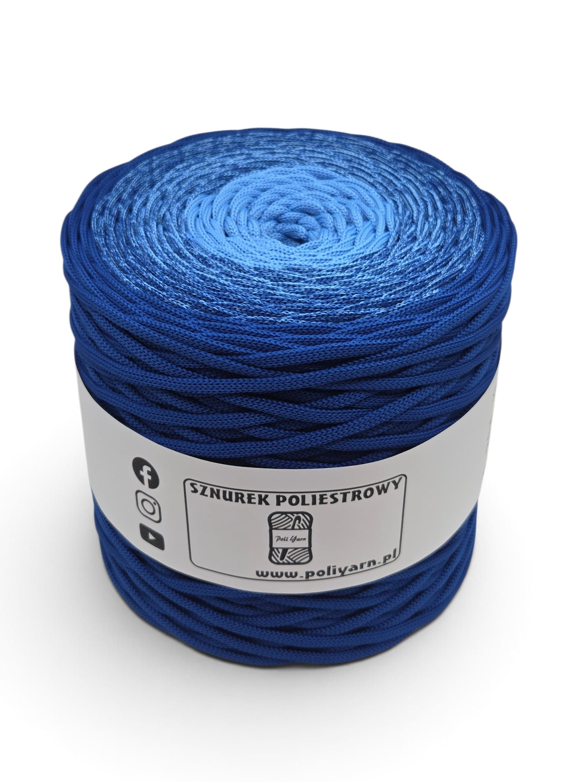 Sznurek poliestrowy płaski 5 mm ombre - 250 m - chabrowy/niezapominajka
