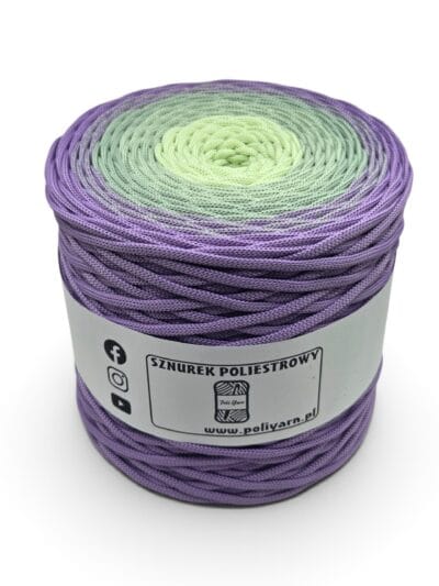 Sznurek poliestrowy płaski 5 mm ombre - 250 m - lawenda/pistacja/aloes - SUPEŁEK W ŚRODKU