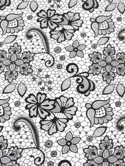 Fabric, lining material 50 x 80 cm - black lace on a white background