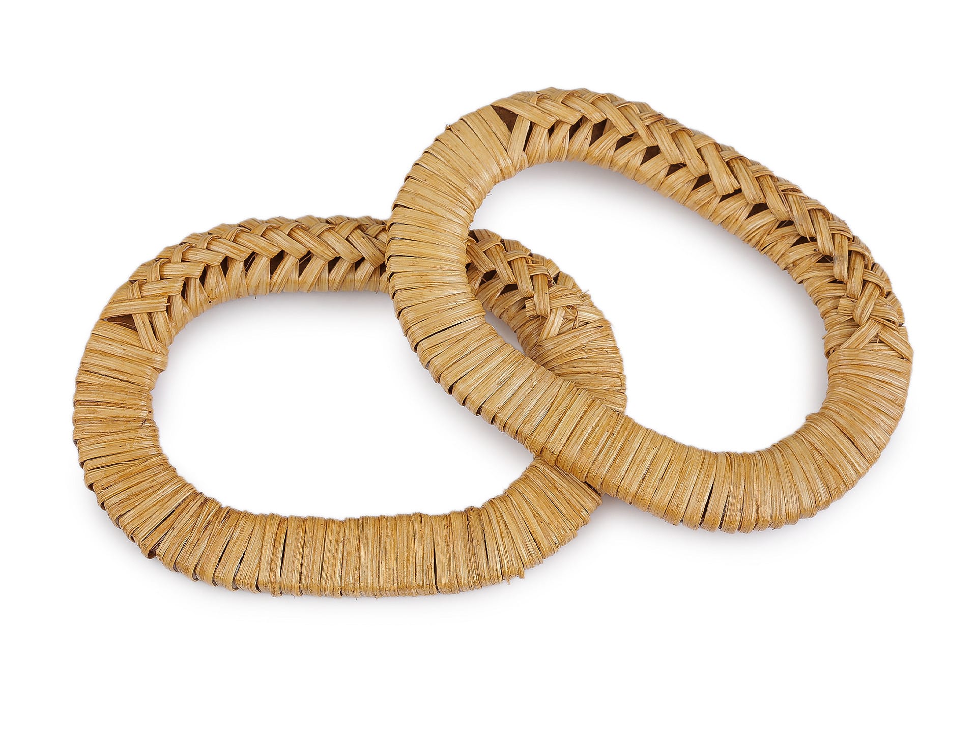 Rączki rattanowe do torebki owalne - 2 szt - naturalne