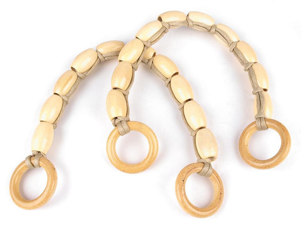Wooden Bead Bag Handles - 2 pcs - Natural Light