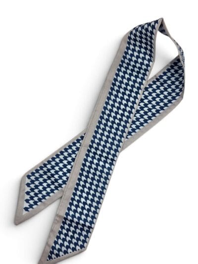 Necktie for bags - blue and gray houndstooth