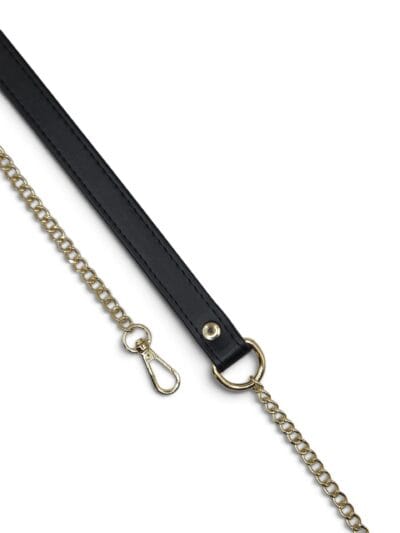 Eco-Leather Strap with Chain, 120 cm - Hardware Color Choice - Black