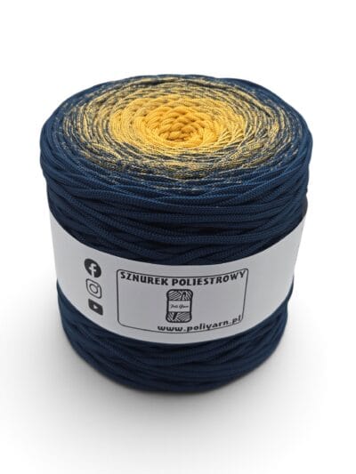 Flat Polyester Cord 5 mm Ombre - 250 m - Petrol/Amber