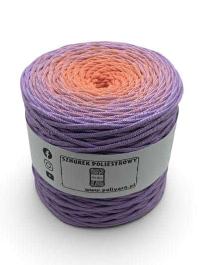 Flat Polyester Cord 5 mm Ombre - 250 m - Lavender/Coral