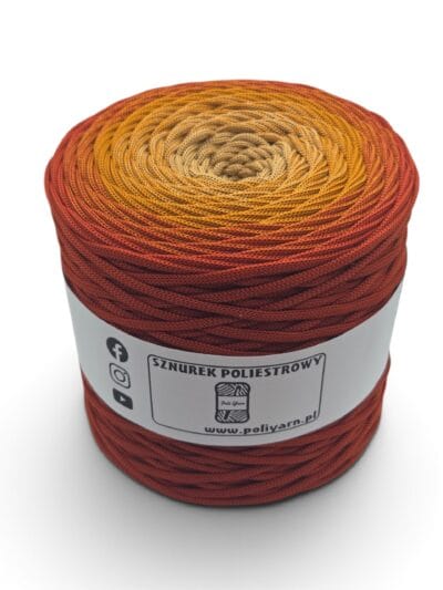Flat polyester cord 5 mm ombre - 250 m - brick/cinnamon/toffee