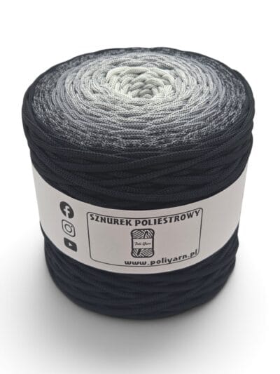 Flat Polyester Ombre Cord 5 mm - 250 m - Black/Dark Grey/Light Grey