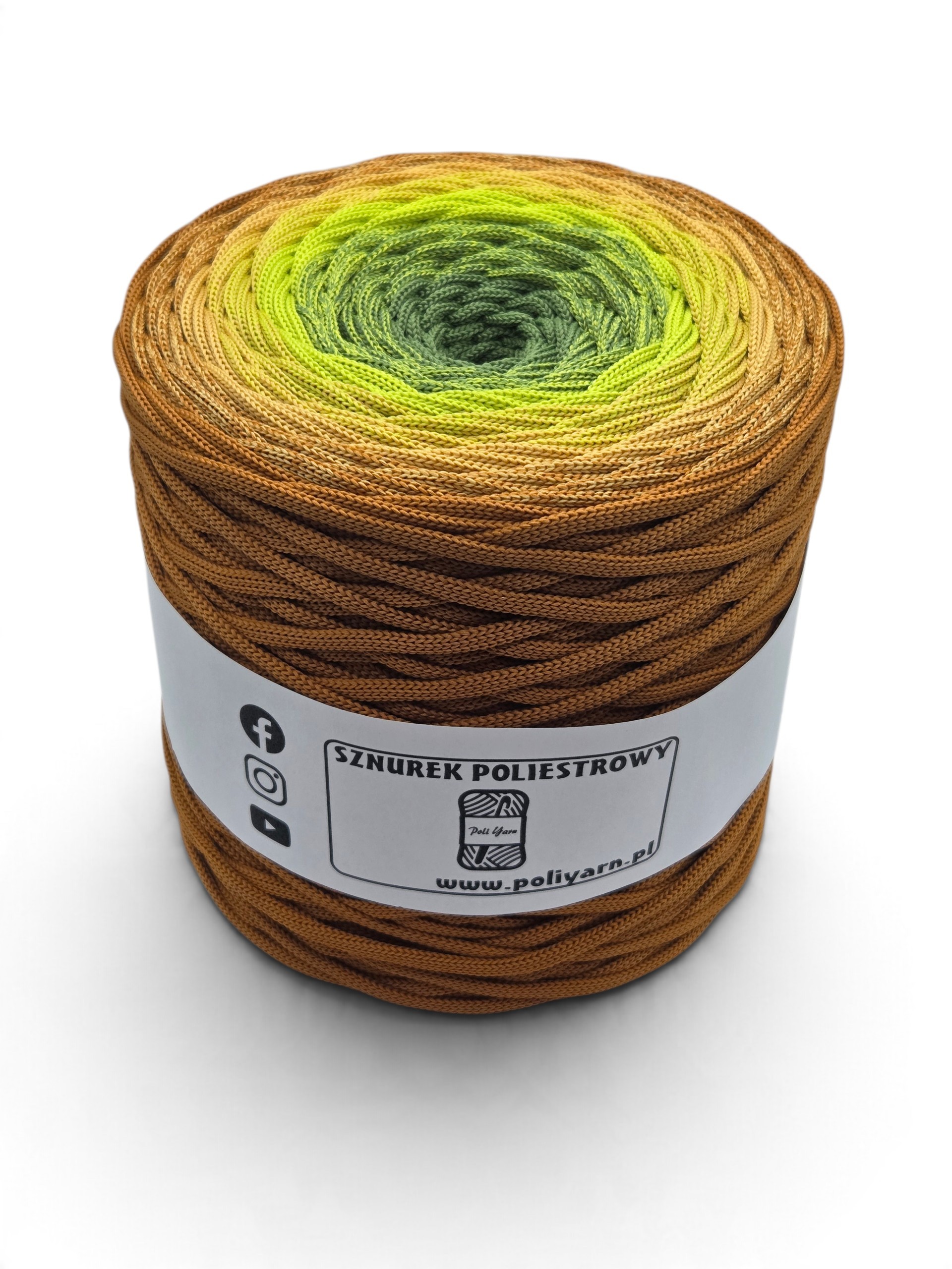 Flat Polyester Cord 5 mm Ombre - 250 m - Cinnamon/Amber/Lime/Matcha KNOT INSIDE
