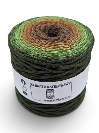 Flat Polyester Ombre Cord 5 mm - 250 m - Khaki/Matcha/Milk Chocolate/Chocolate