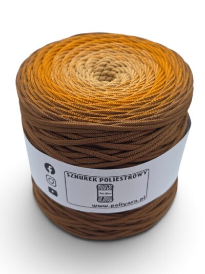 Flat Polyester Cord 5 mm Ombre - 250 m - Milk Chocolate/Cinnamon/Toffee