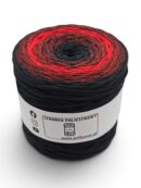 Flat polyester cord 5 mm ombre - 250 m - black/red/black