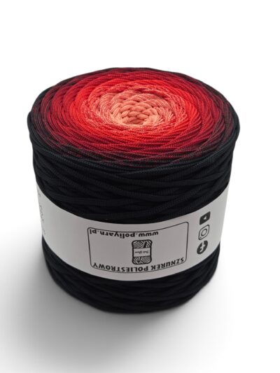 Flat Polyester Ombre Cord 5 mm - 250 m - Black/Wine/Red/Coral