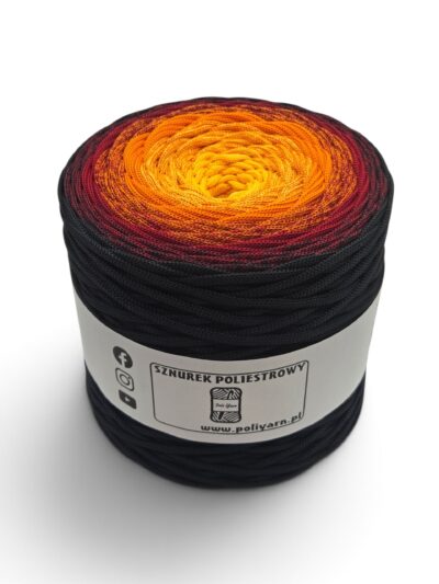 Flat Polyester Cord 5mm Ombre - 250m - Black/Wine/Orange/Mango