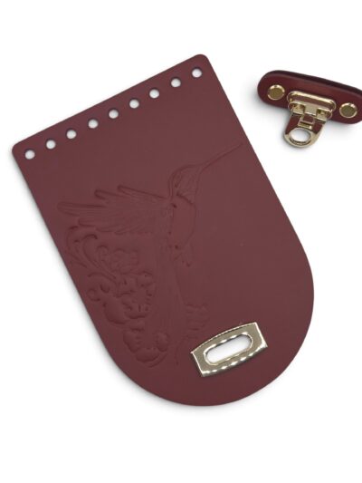 Bag Flap 12x18 cm with Door Knocker Clasp - Hummingbird - Burgundy
