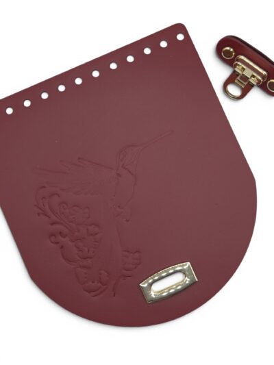 Flap for a bag, 18x20 cm, with knocker-style clasp – hummingbird – burgundy